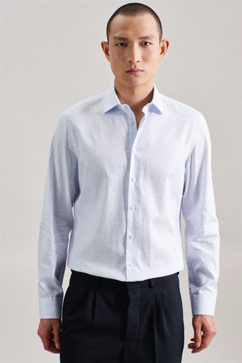 Seidensticker casual overhemd Slim Fit wit met blauw geprint 