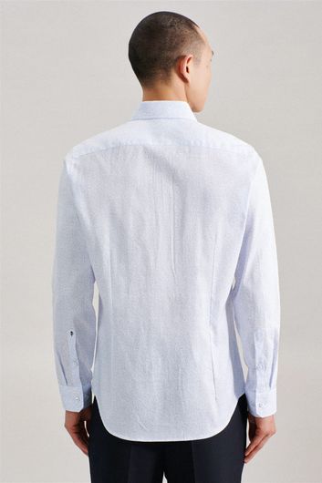 Seidensticker casual overhemd Slim Fit wit met blauw geprint 