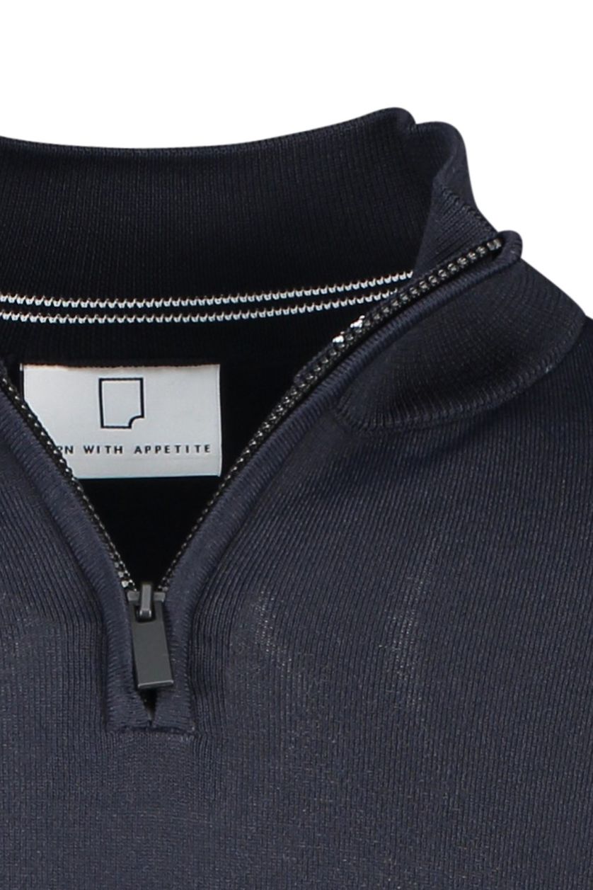 Born With Appetite polo donkerblauw ritshals effen normale fit