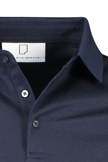 Born With Appetite polo normale fit donkerblauw effen katoen 3 knoops