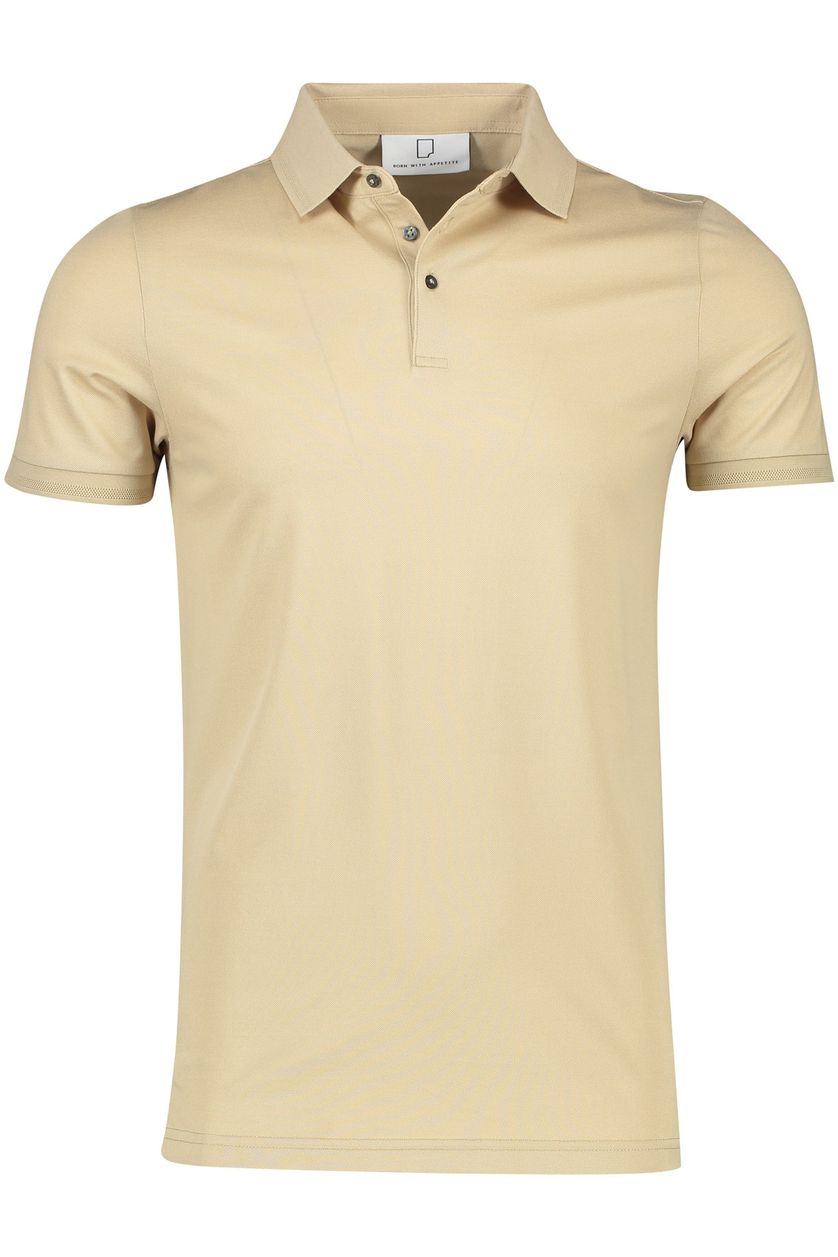Born With Appetite polo normale fit beige effen katoen 3 knoops