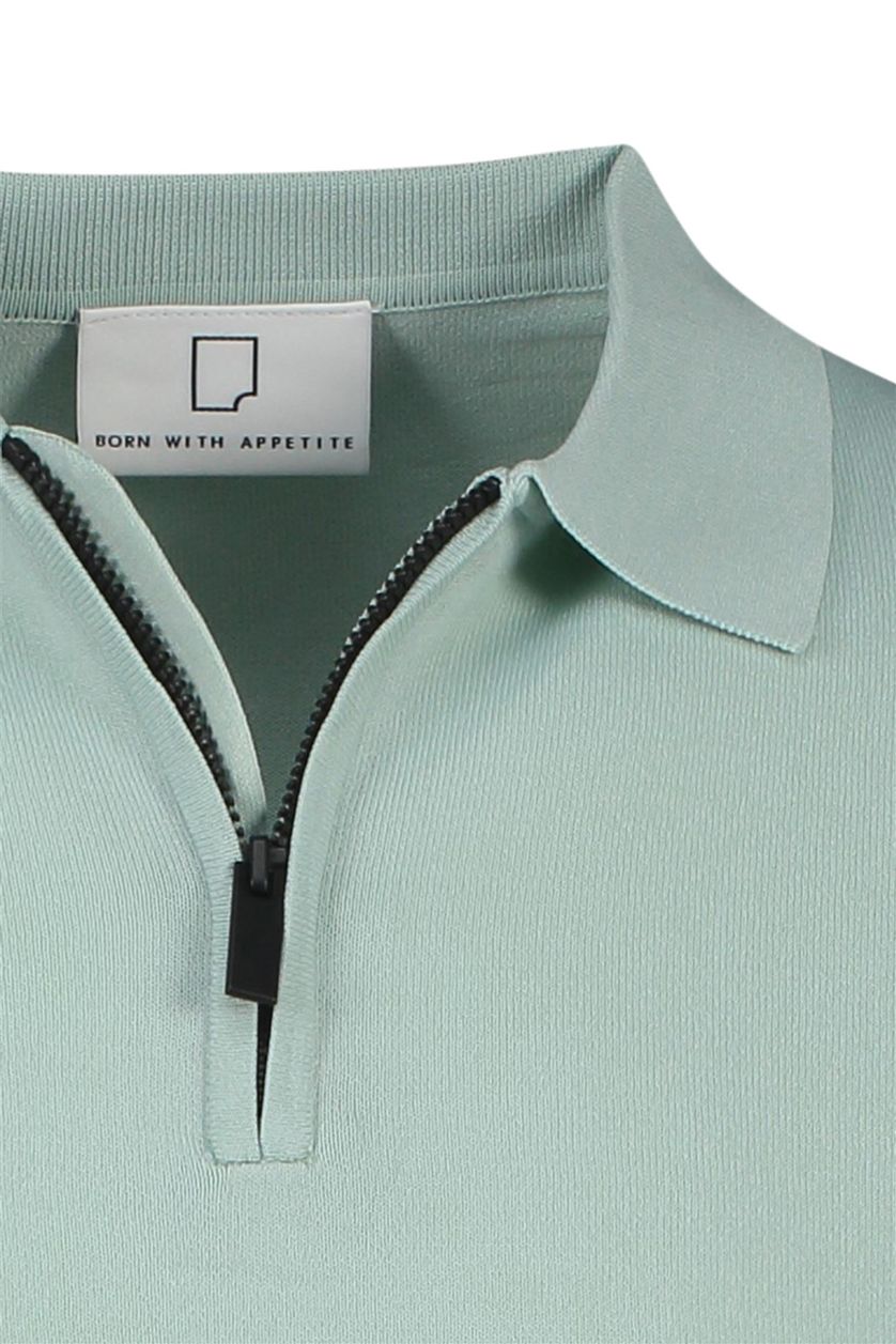 Born With Appetite polo slim fit groen effen rits