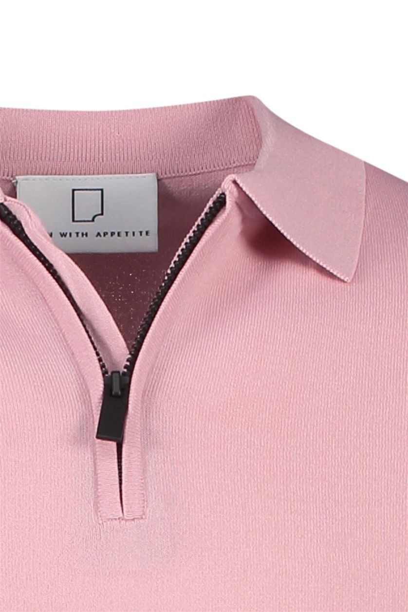 Born With Appetite polo normale fit roze effen rits