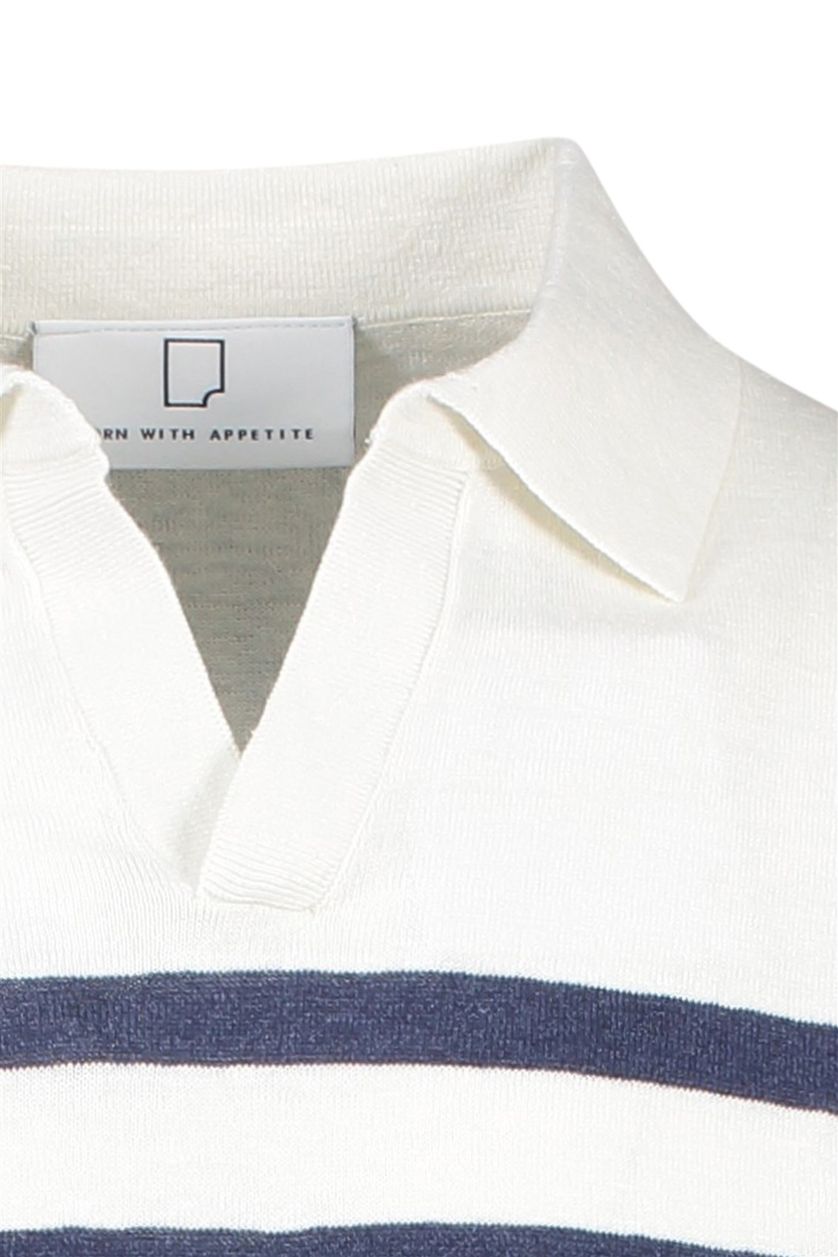 Born With Appetite polo donkerblauw wit gestreept 