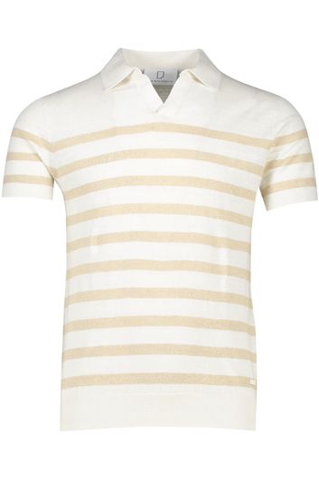 Born With Appetite polo normale fit beige wit gestreept 
