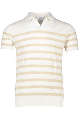 Born With Appetite Born With Appetite polo normale fit beige wit gestreept 