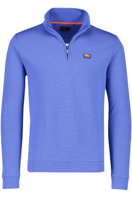 New Zealand New Zealand sweater opstaande kraag blauw gestreept met logo