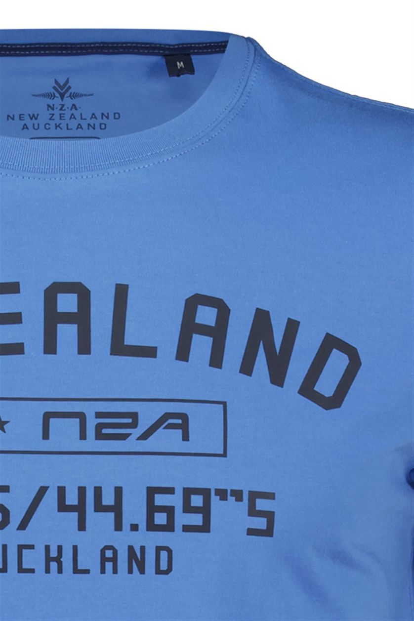 New Zealand Caslani t-shirt blauw effen ronde hals