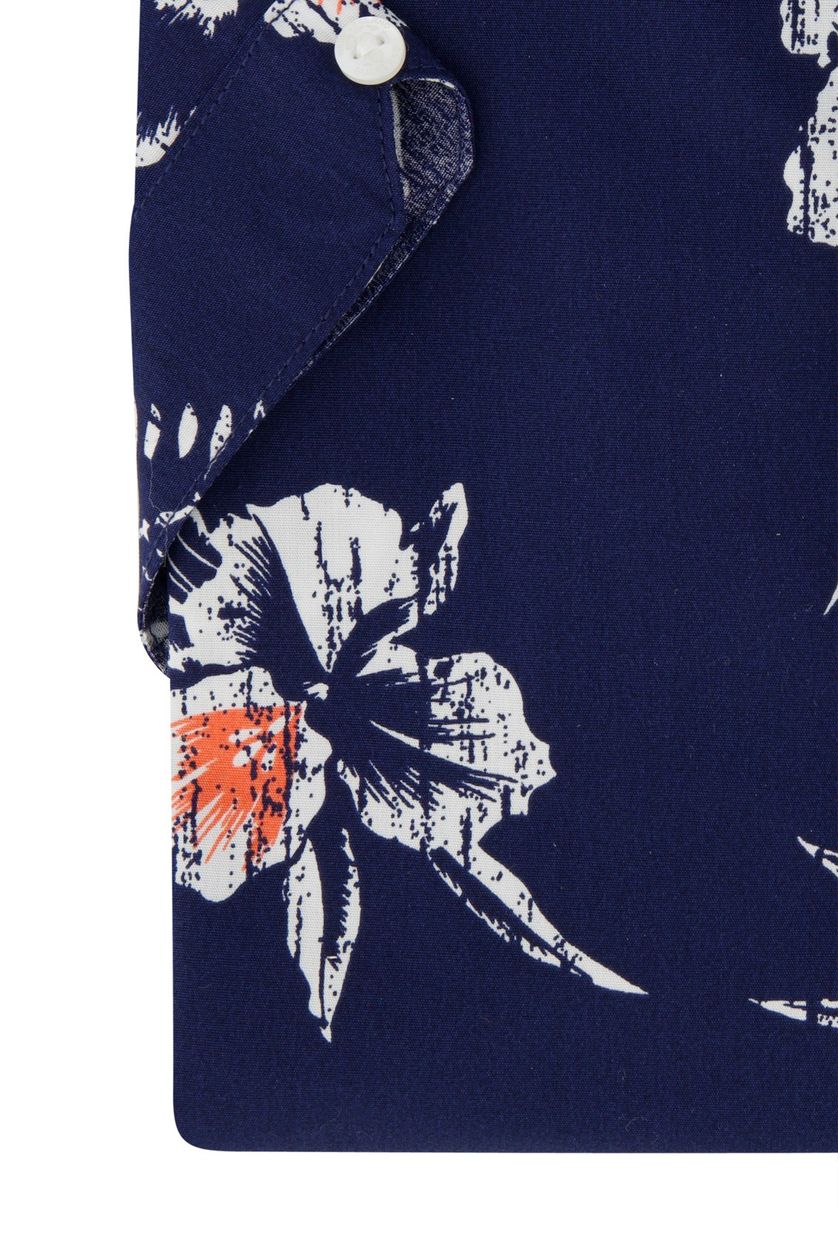 New Zealand casual overhemd korte mouw normale fit navy geprint bloemen katoen