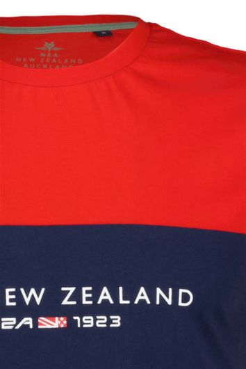 New Zealand t-shirt Ianthe rood effen met tekst