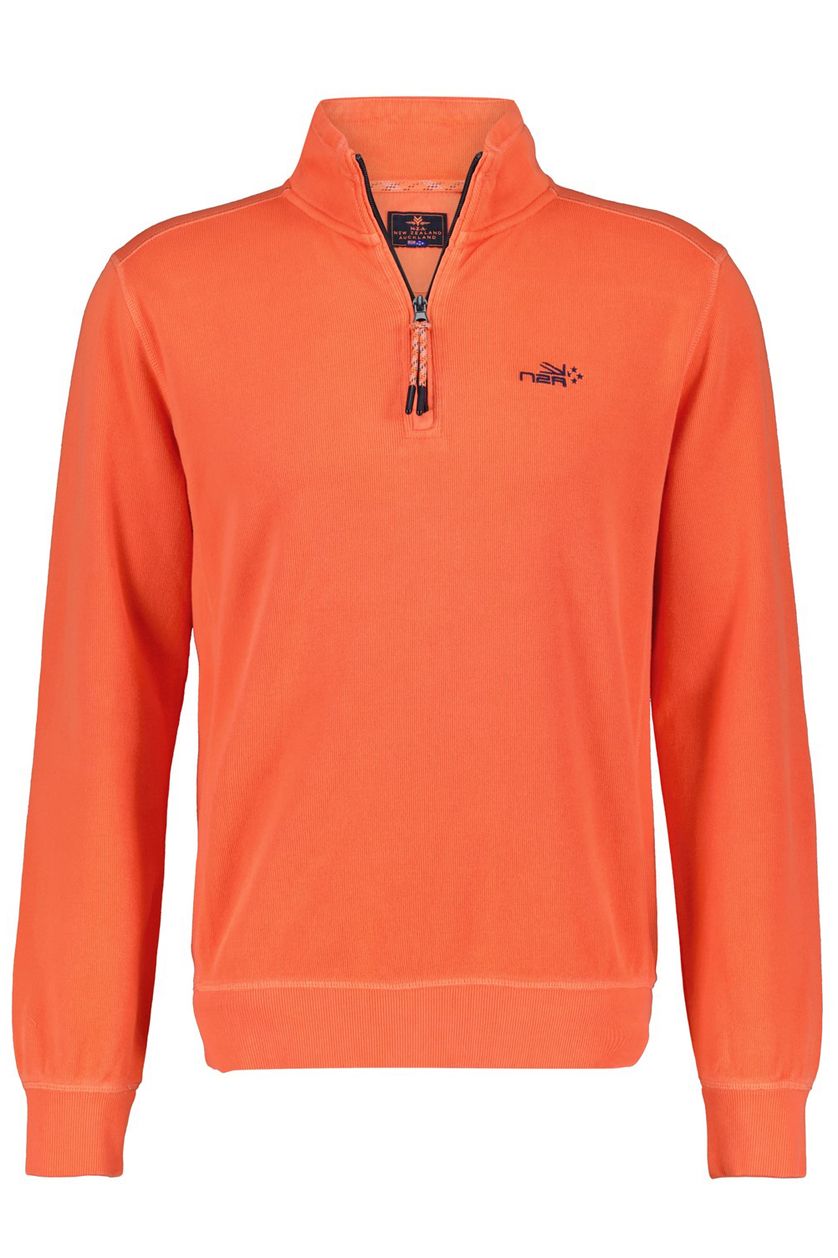 New Zealand sweater oranje effen katoen opstaande kraag 