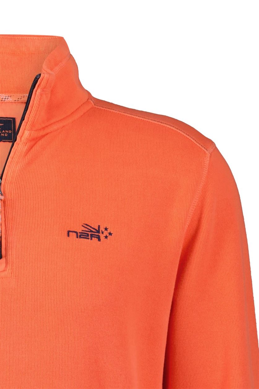 New Zealand sweater oranje effen katoen opstaande kraag 