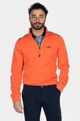 New Zealand sweater opstaande kraag oranje effen katoen
