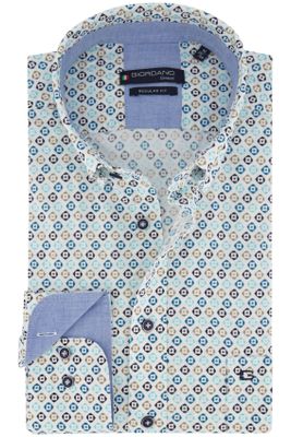 Giordano Giordano casual overhemd normale fit blauw geprint katoen bortszak