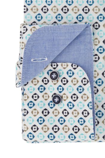 Giordano casual overhemd normale fit blauw geprint katoen met borstzak 