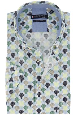 Giordano Giordano casual overhemd normale fit groen geprint katoen