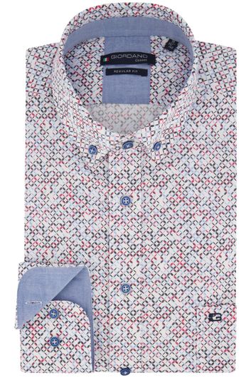 Giordano casual overhemd normale fit rood geprint 100% katoen