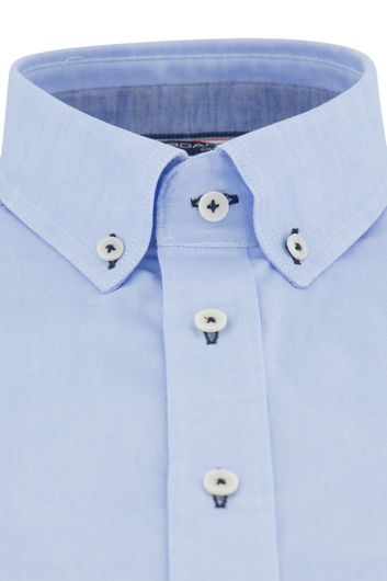 Giordano casual overhemd korte mouw normale fit blauw effen katoen