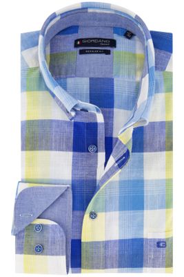Giordano Giordano casual overhemd normale fit blauw geruit katoen