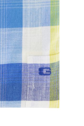 Giordano casual overhemd normale fit blauw geruit 