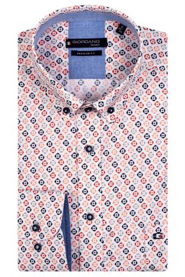 Giordano casual overhemd Giordano rood geprint katoen normale fit 