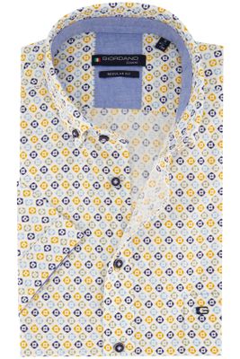 Giordano Giordano casual overhemd normale fit blauw geprint katoen met borstzak