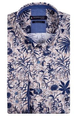 Giordano Giordano casual overhemd normale fit blauw geprint katoen