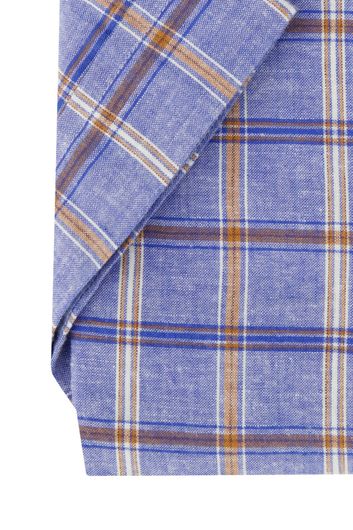 Giordano casual overhemd korte mouw normale fit blauw geruit 100% katoen