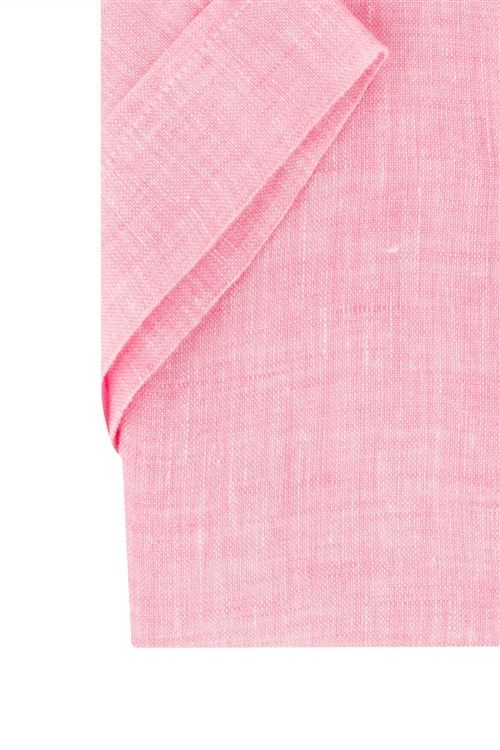 Giordano casual overhemd roze linnen normale fit met borstzak