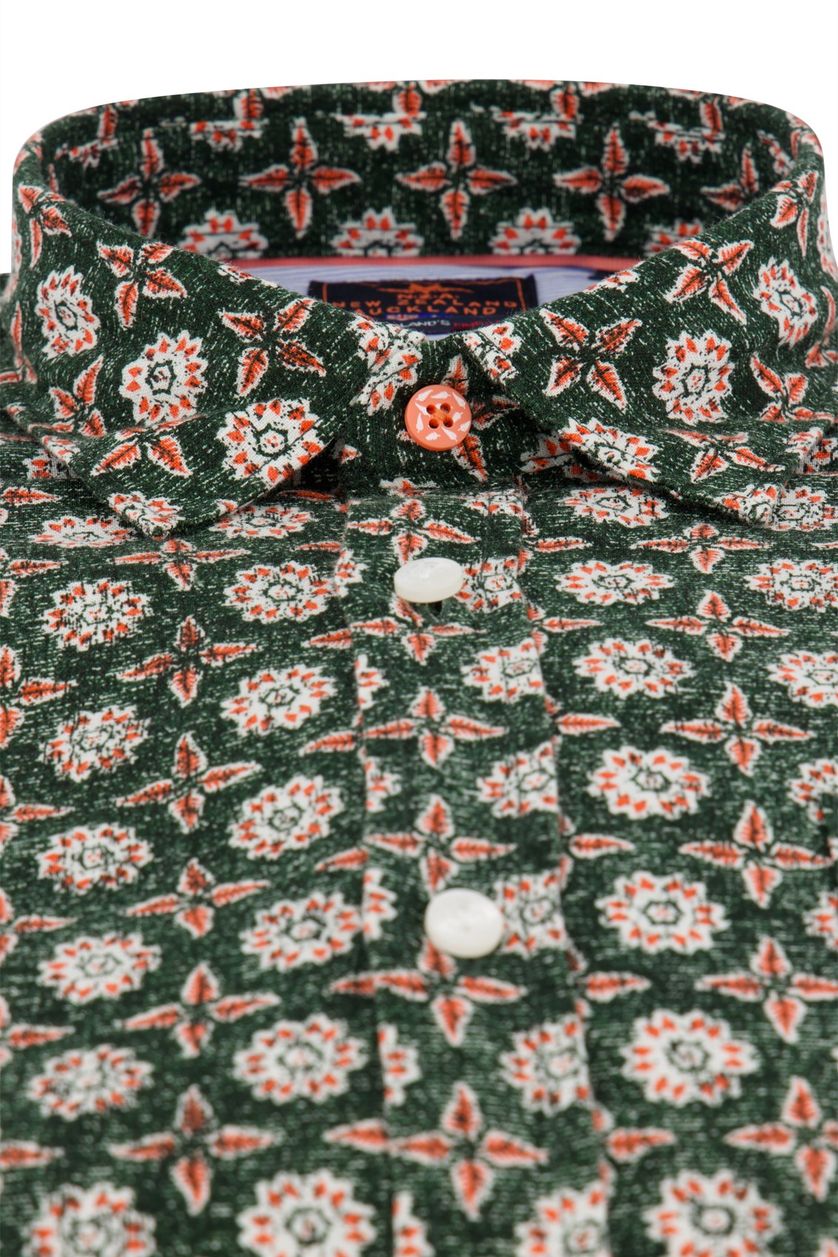 Overhemd New Zealand casual overhemd normale fit groen geprint linnen