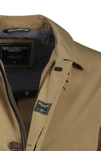 Wellington of Bilmore waterafstotende zomerjas beige effen rits + knoop normale fit 100% katoen