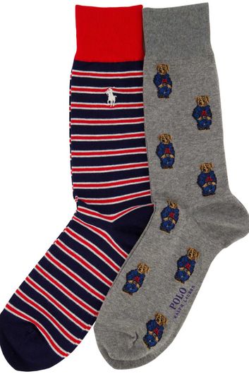 Polo Ralph Lauren sokken donkerblauw grijs geprint 