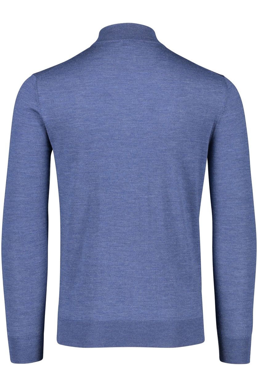 Thomas Maine vest blauw 100% merinowol opstaande kraag rits