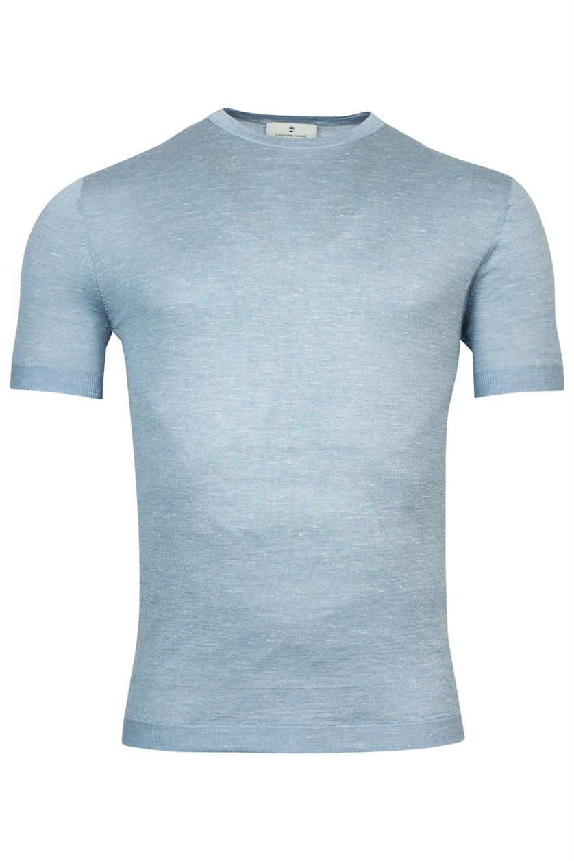 Thomas Maine T-shirt blauw effen korte mouwen