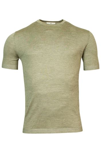 T-shirt Thomas Maine groen effen ronde hals