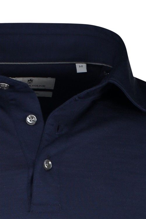 Thomas Maine polo normale fit navy effen lamswol 3 knoops