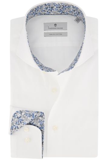 Zakelijk Thomas Maine overhemd normale fit wit effen 100% katoen