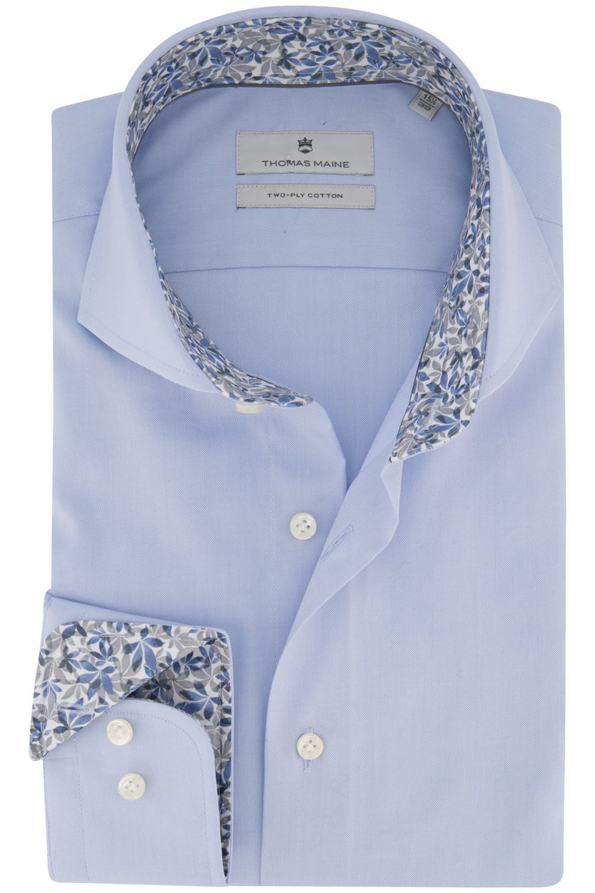 Thomas Maine business overhemd lichtblauw effen katoen normale fit cutaway boord