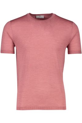 Thomas Maine T-shirt Thomas Maine roze effen merinowol ronde hals 