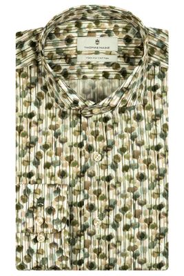 Thomas Maine Thomas Maine business overhemd normale fit groen geprint 100% katoen