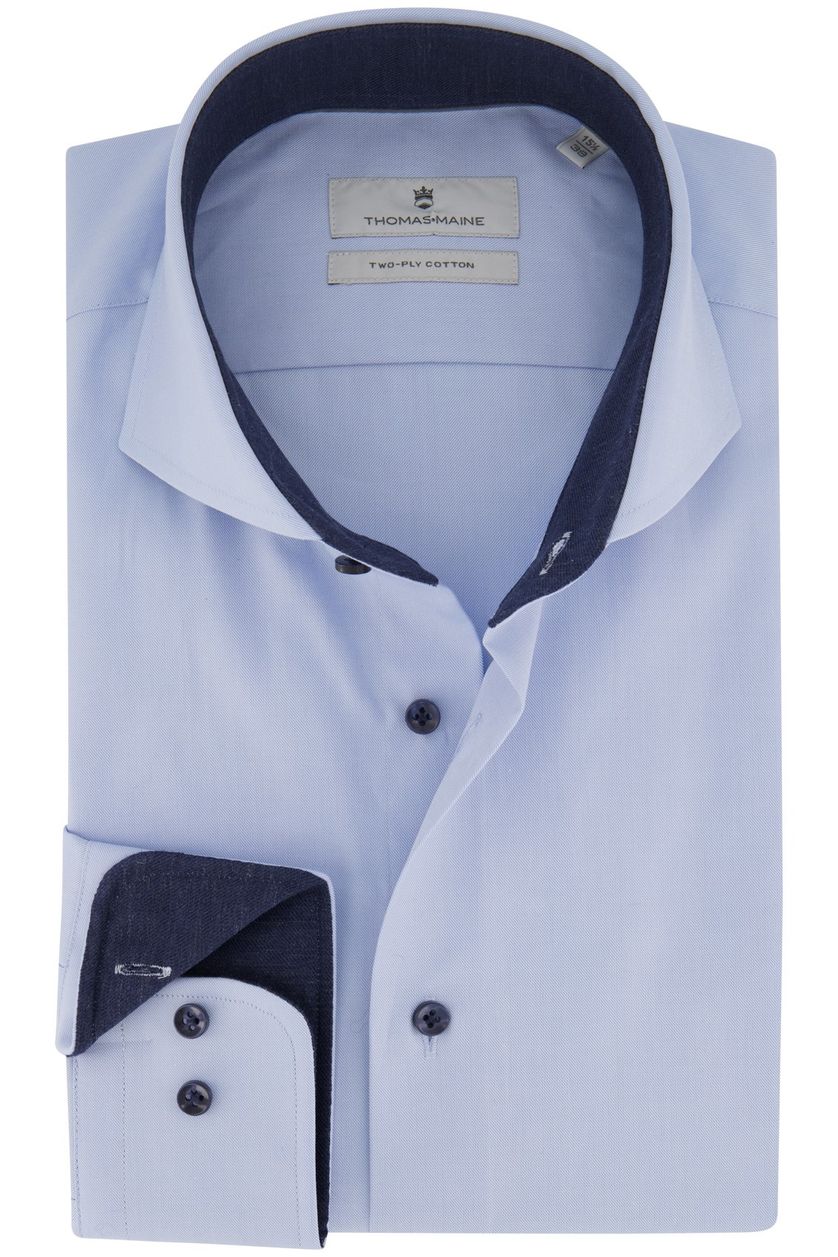 Thomas Maine zakelijk overhemd lichtblauw effen katoen normale fit