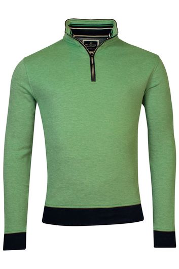 Baileys trui opstaande kraag groen effen katoen met ritsje