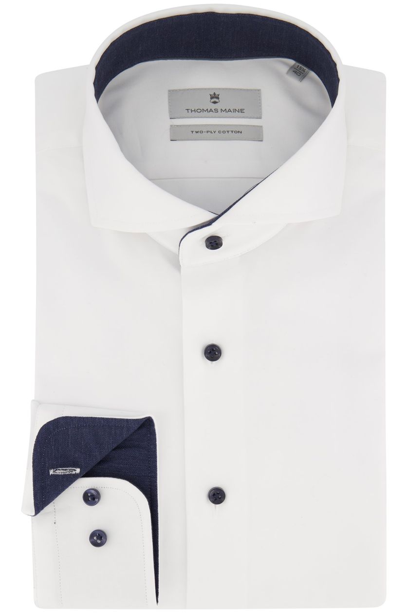 Thomas Maine overhemd extra lange mouwlengte  wit effen katoen normale fit