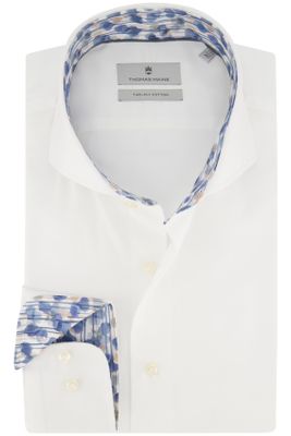 Thomas Maine Thomas Maine overhemd mouwlengte 7 wit uni katoen normale fit