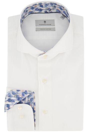 Thomas Maine overhemd mouwlengte 7 normale fit wit uni 100% katoen