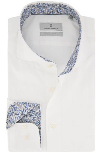 Thomas Maine overhemd mouwlengte 7 normale fit wit effen 100% katoen