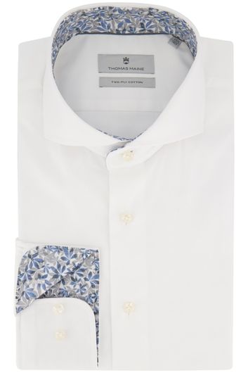 Thomas Maine overhemd mouwlengte 7 normale fit wit effen 100% katoen