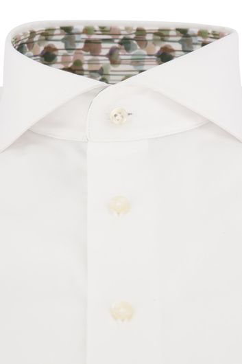 overhemd mouwlengte 7 Thomas Maine wit effen katoen normale fit 