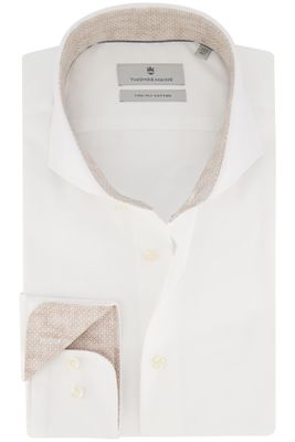 Thomas Maine Thomas Maine overhemd mouwlengte 7 normale fit wit uni katoen