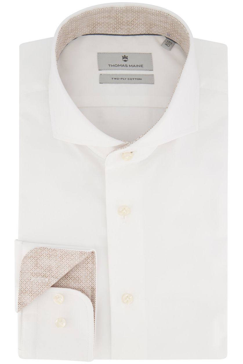 Thomas Maine overhemd mouwlengte 7 wit effen 100% katoen normale fit